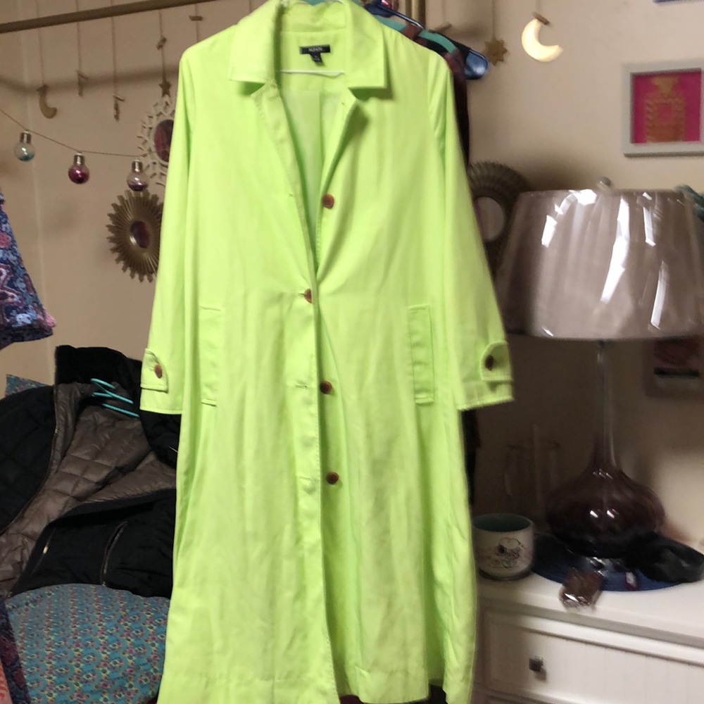 Alfani petite small lime, green trenchcoat with pleated back from Macy's